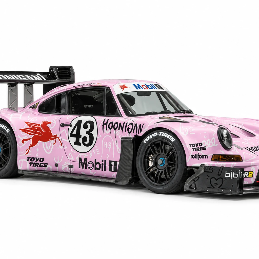 Side profile studio shot highlighting the large rear wing and side graphics of the Hoonipigasus.